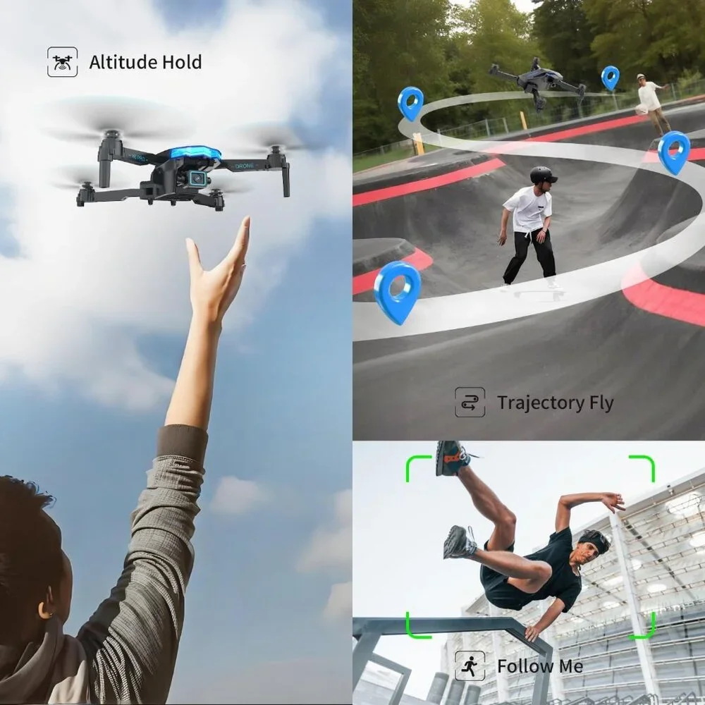 Camera Drone 1080P RC Quadcopter Foldable Mini Remote Control for Beginner White